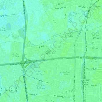 Mapa topográfico Hayy al Adl, altitud, relieve