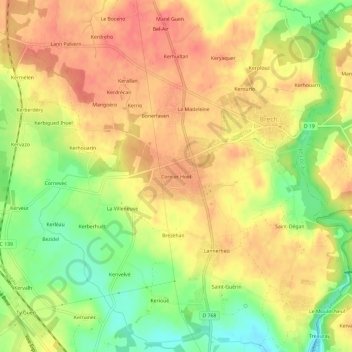 Mapa topográfico Corn er Hoët, altitud, relieve