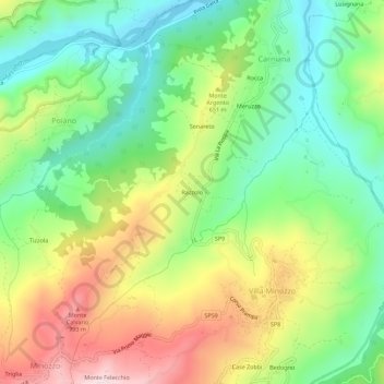 Mapa topográfico Razzolo, altitud, relieve