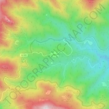 Mapa topográfico Tapis, altitud, relieve