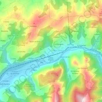 Mapa topográfico El Argumal, altitud, relieve