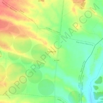Mapa topográfico San Miguel, altitud, relieve