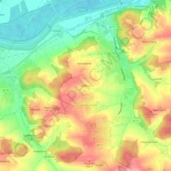 Mapa topográfico Steffing, altitud, relieve
