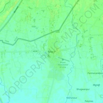 Mapa topográfico Birpur, altitud, relieve