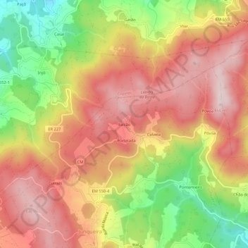 Mapa topográfico Falcão, altitud, relieve