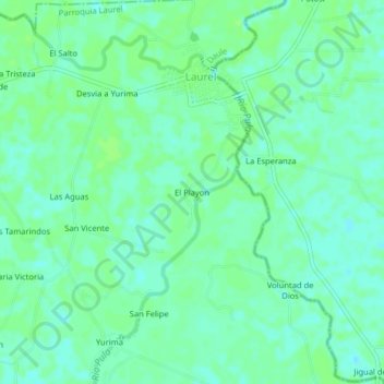Mapa topográfico El Playon, altitud, relieve