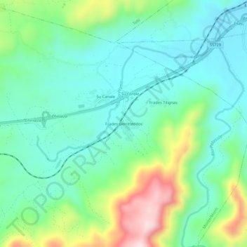 Mapa topográfico Frades Berritteddos, altitud, relieve
