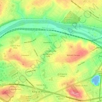 Mapa topográfico Hidden Valley, altitud, relieve