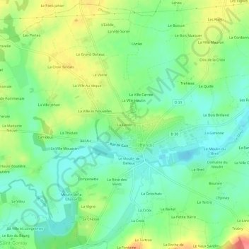 Mapa topográfico La Lande, altitud, relieve
