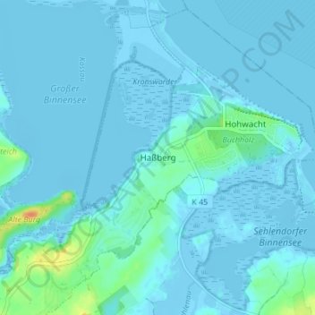 Mapa topográfico Haßberg, altitud, relieve