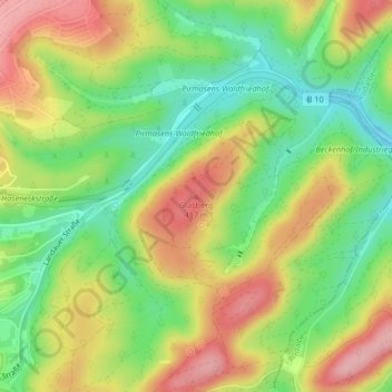 Mapa topográfico Glasberg, altitud, relieve