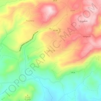 Mapa topográfico San Ciro, altitud, relieve