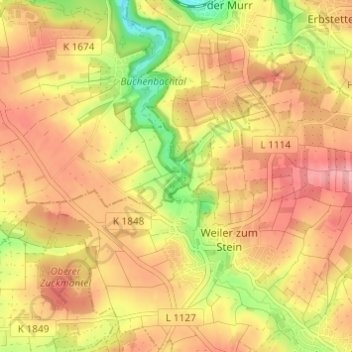 Mapa topográfico Steinächle, altitud, relieve