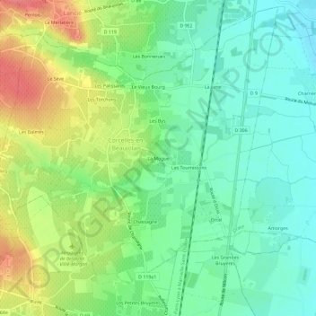 Mapa topográfico La Mogue, altitud, relieve