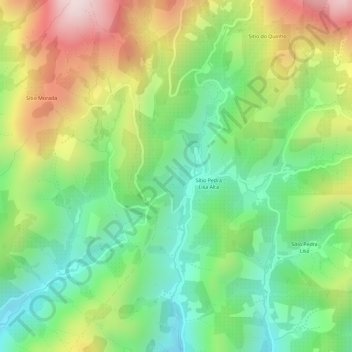 Mapa topográfico Pedra Lisa Alta, altitud, relieve