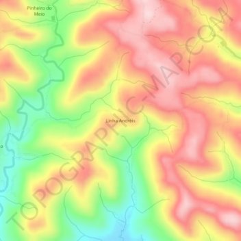 Mapa topográfico Linha Andréis, altitud, relieve