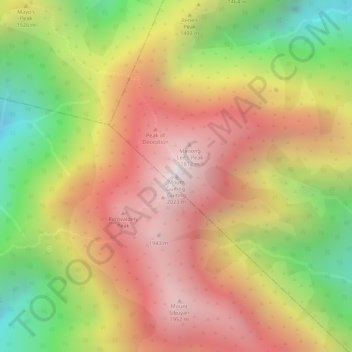 Mapa topográfico Mount Guiting-Guiting, altitud, relieve