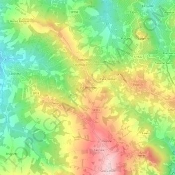 Mapa topográfico Casa del Matto, altitud, relieve