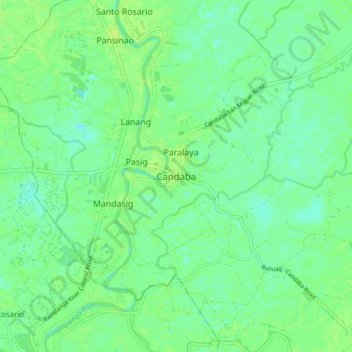 Mapa topográfico Candaba, altitud, relieve