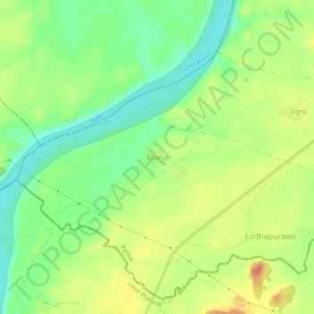 Mapa topográfico Bhina, altitud, relieve