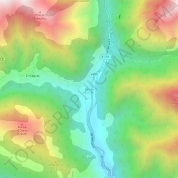 Mapa topográfico Parzán, altitud, relieve
