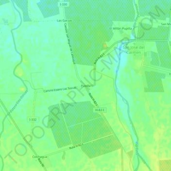 Mapa topográfico Pupilla, altitud, relieve