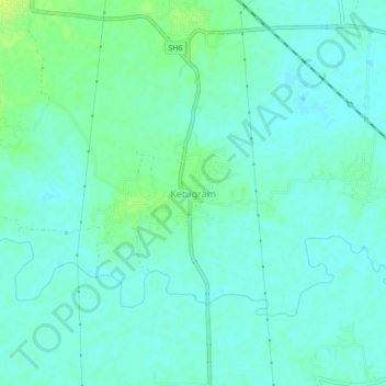 Mapa topográfico Ketugram, altitud, relieve