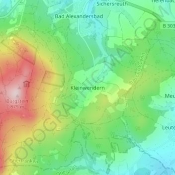 Mapa topográfico Kleinwendern, altitud, relieve
