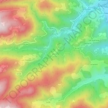 Mapa topográfico L'Hermet, altitud, relieve