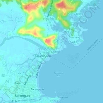 Mapa topográfico Sabang North, altitud, relieve