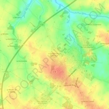 Mapa topográfico La Maison Neuve Paynaud, altitud, relieve
