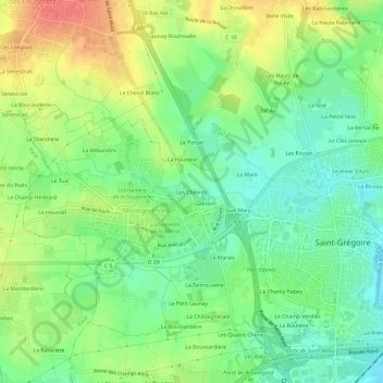 Mapa topográfico Les Chèvres, altitud, relieve