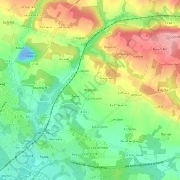 Mapa topográfico Magouero, altitud, relieve