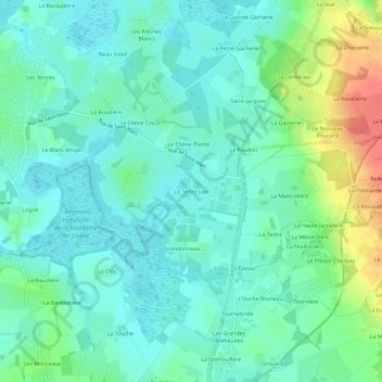 Mapa topográfico Le Tertre Juin, altitud, relieve