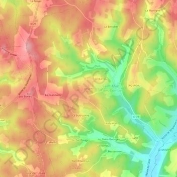 Mapa topográfico Le Greil, altitud, relieve