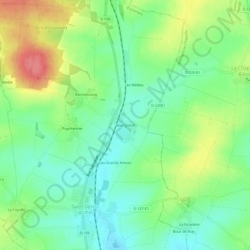 Mapa topográfico Bourgneuf, altitud, relieve