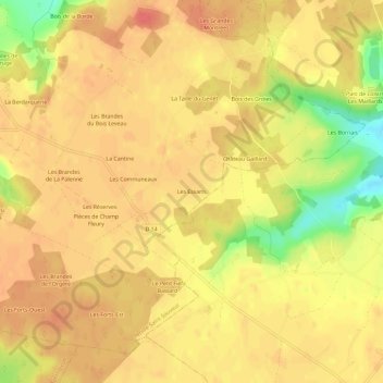 Mapa topográfico Les Essarts, altitud, relieve