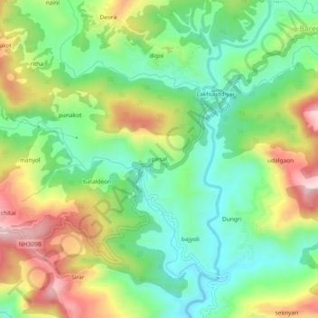 Mapa topográfico pirsal, altitud, relieve