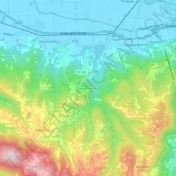 Mapa topográfico Fonte Colombo, altitud, relieve
