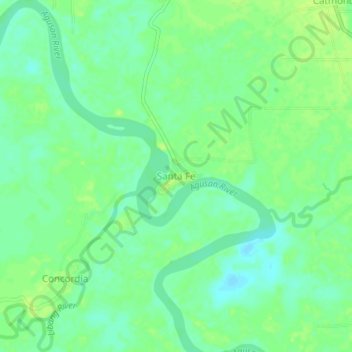 Mapa topográfico Santa Fe, altitud, relieve