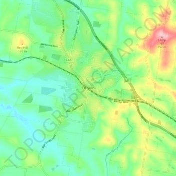 Mapa topográfico Drouin, altitud, relieve