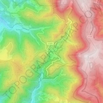 Mapa topográfico Allerheiligen, altitud, relieve
