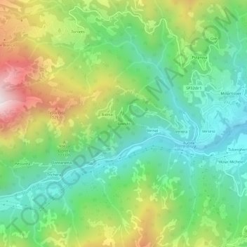 Mapa topográfico Brendo, altitud, relieve