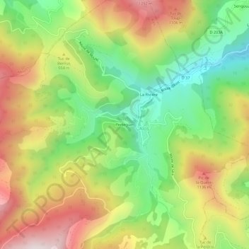 Mapa topográfico Perteguet, altitud, relieve