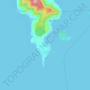 Mapa topográfico Rayap, altitud, relieve