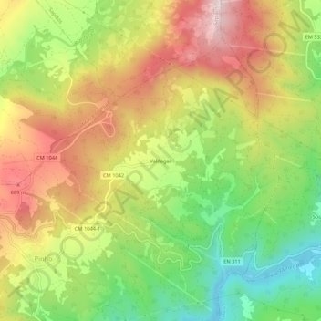 Mapa topográfico Valdegas, altitud, relieve
