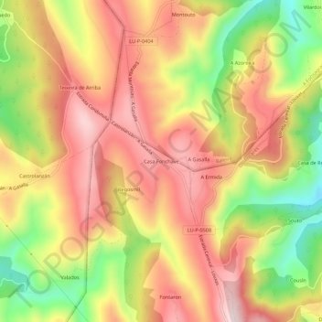 Mapa topográfico Casa Fonchave, altitud, relieve
