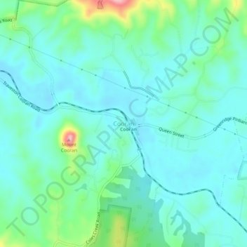 Mapa topográfico Cooran, altitud, relieve