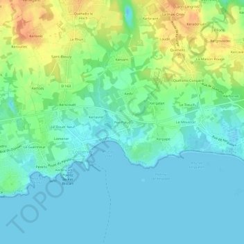 Mapa topográfico Pen Palud, altitud, relieve