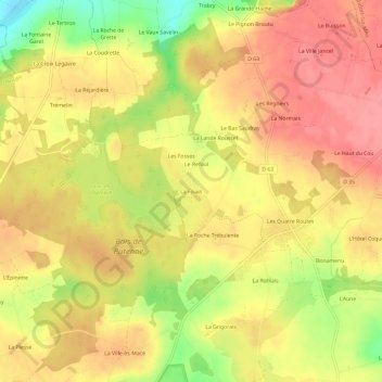 Mapa topográfico La Filiais, altitud, relieve